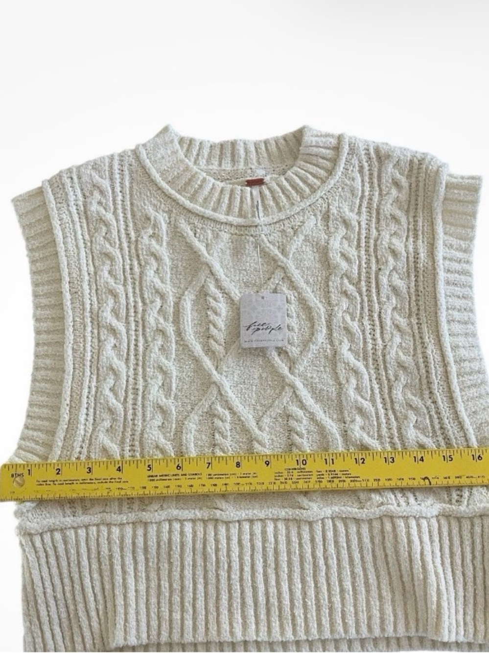 Free People Rowan Cream Cable Knit Sweater Vest - Picture 4 of 10